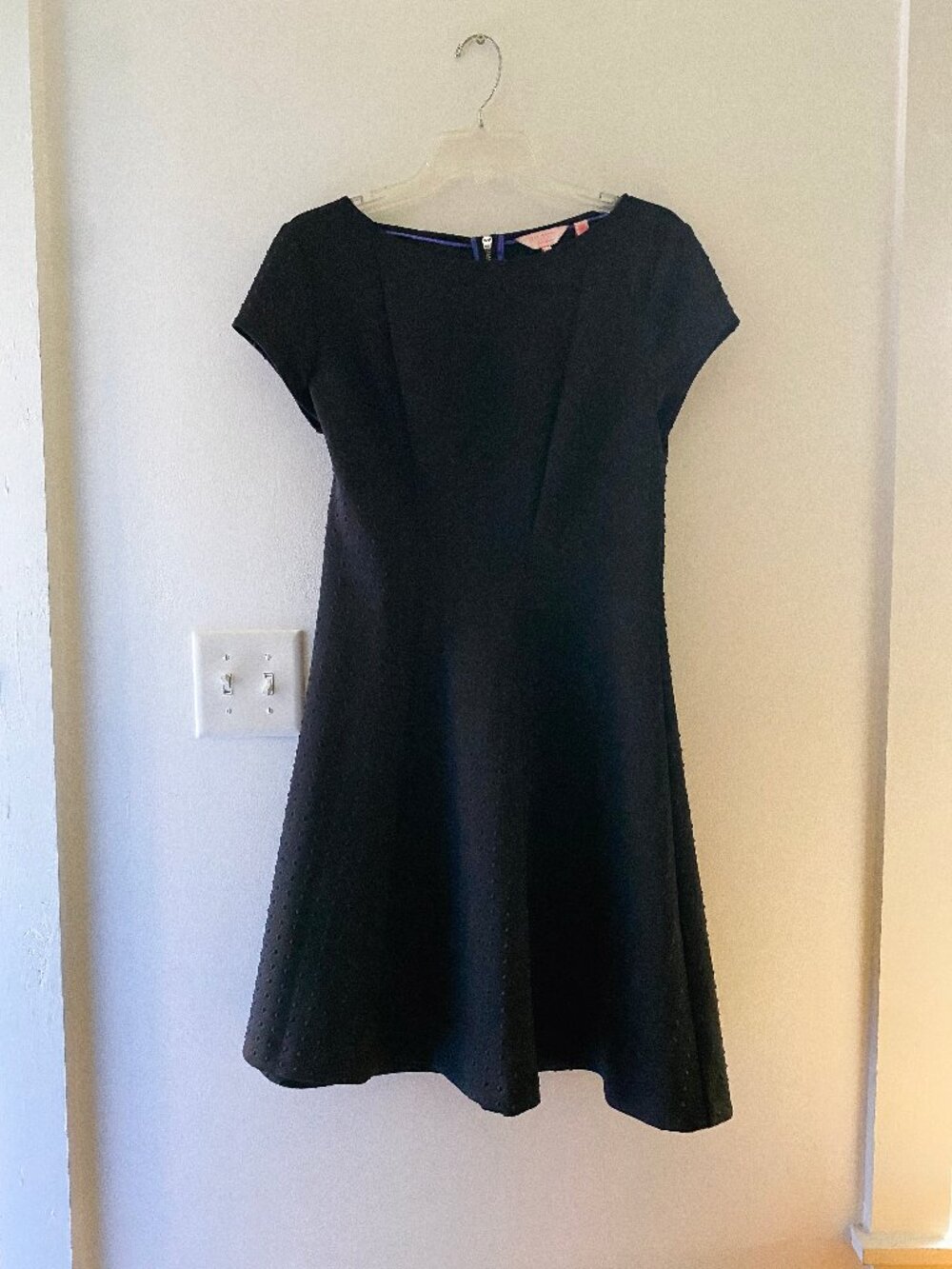 Ted Baker London Black Embossed Diamond Textured Skater Dress